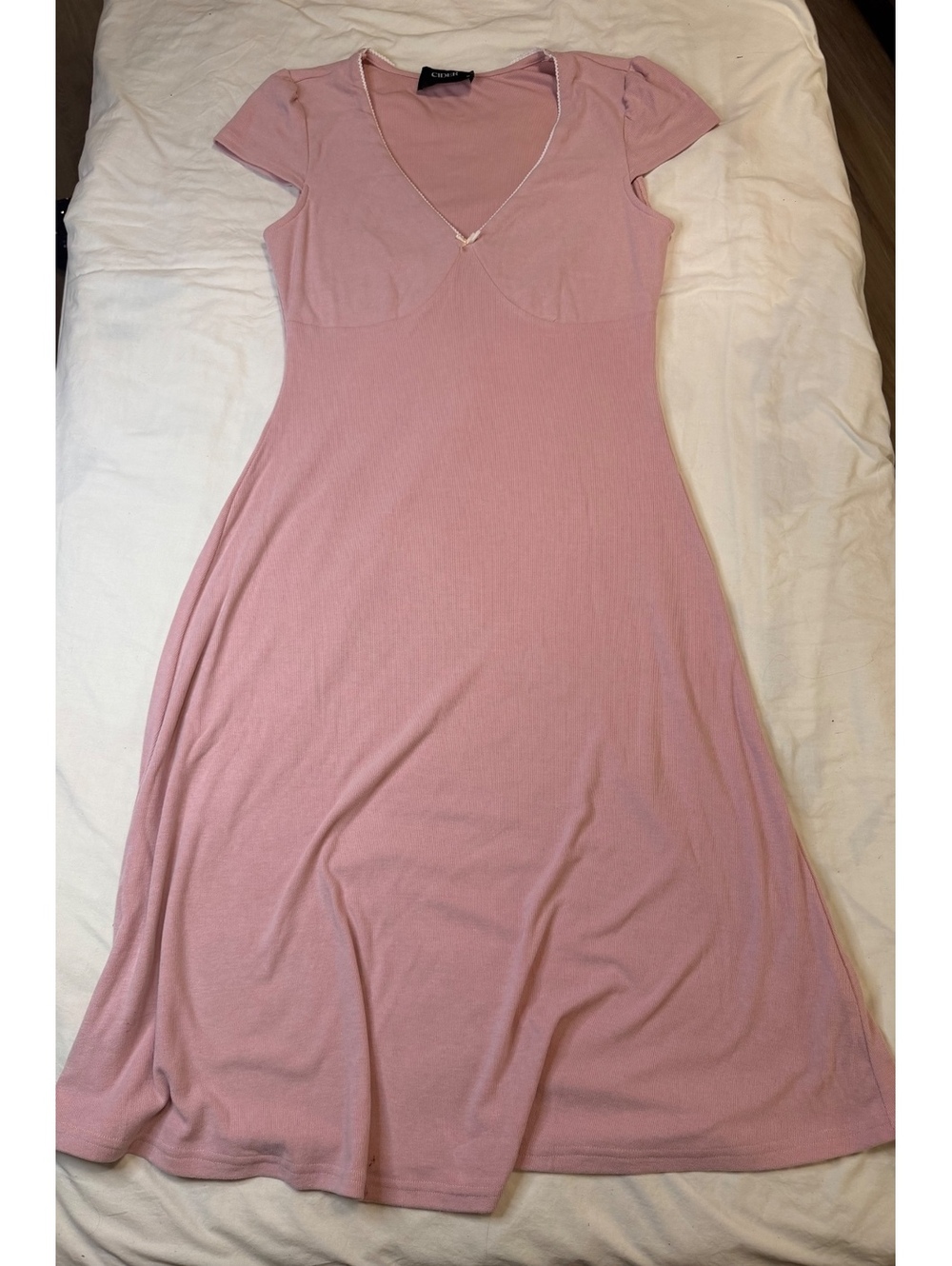 Cider Dusty Rose Cap Sleeve Midi Dress M